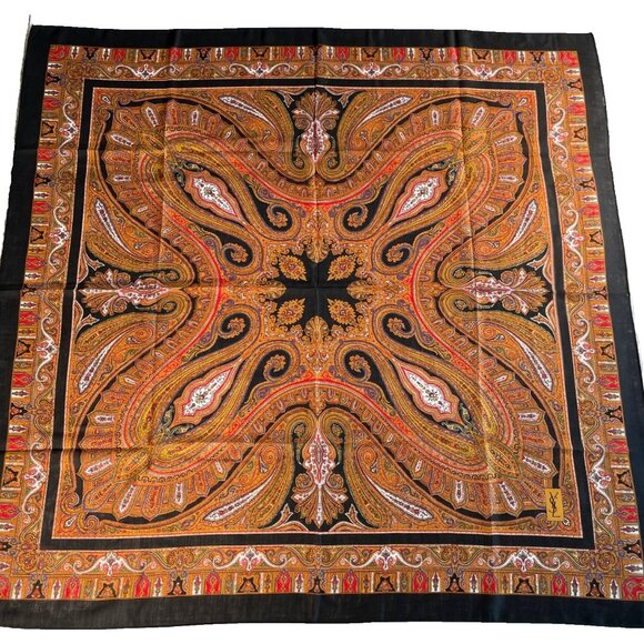 Vintage Yves Saint Laurent Wool & Silk Blanket Scarf Shawl Wrap - Picture 2 of 14